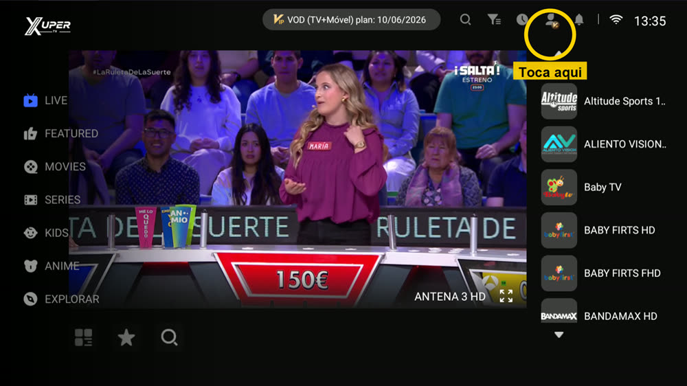 A app XuperTV